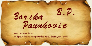 Borika Paunković vizit kartica
